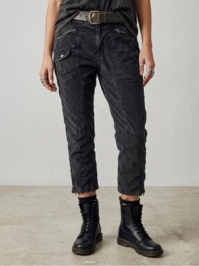 FREE PEOPLE High Gear Moto Corduroy Pants Black